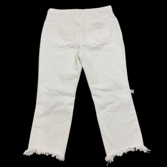 Free People Wide Leg Crop Ankle Fray Jeans White 30x27 High Rise Button Fly NWT - Picture 2 of 13